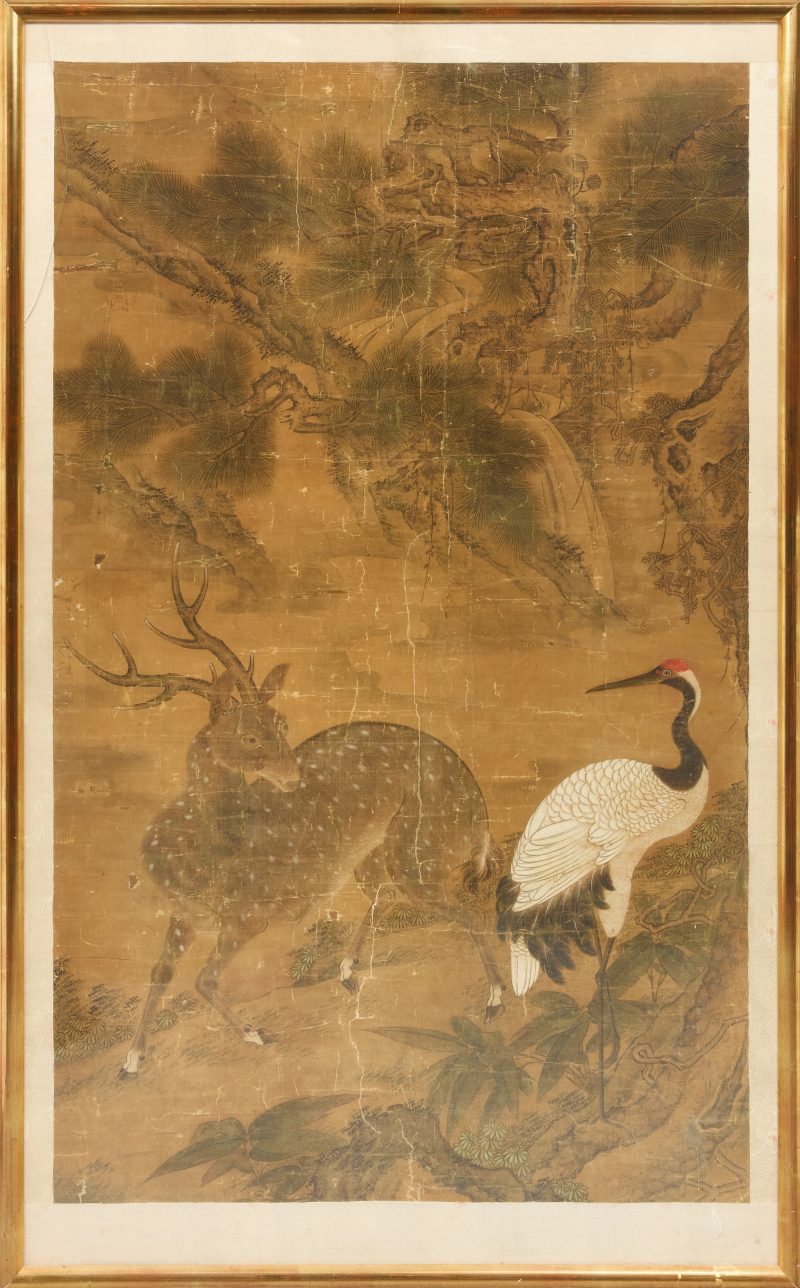 吳竹（清） 松鶴鹿延年圖 | Wu Zhu (Qing dynasty) — Deer and crane under pine - 图2
