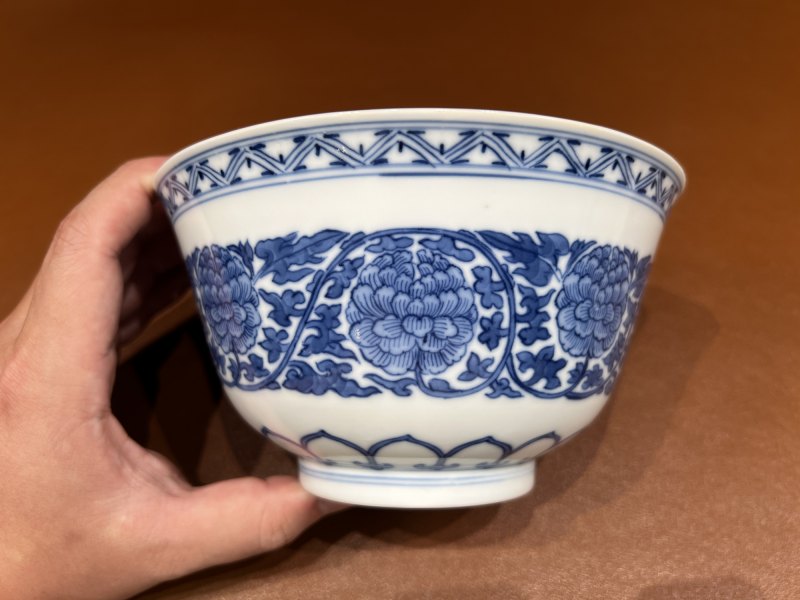 清道光 青花牡丹纹碗 - 图4