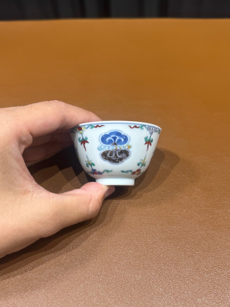 清雍正 斗彩灵芝纹杯 - 图7