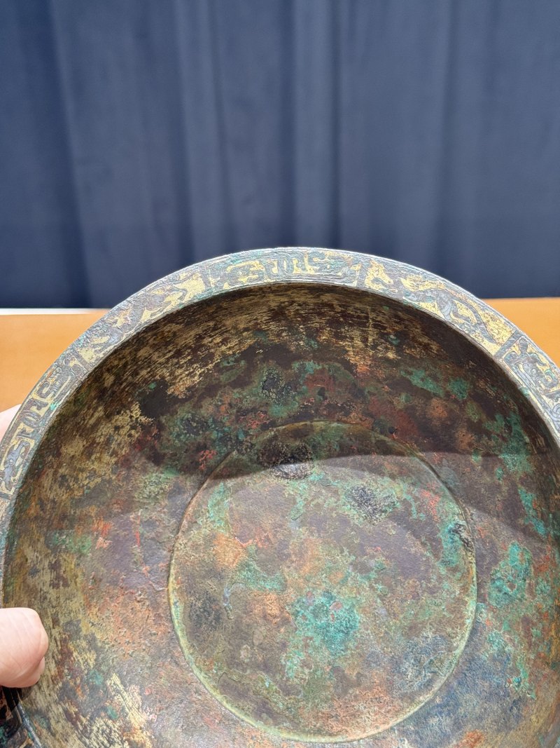 明 铜鎏金错银轩辕驭百兽铺首洗 - 图11