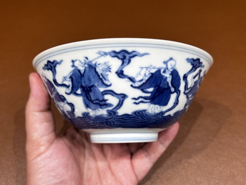 清道光 青花八仙人物碗 - 图6