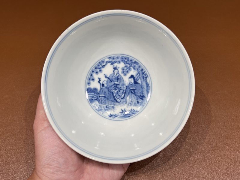 清道光 青花八仙人物碗 - 图7
