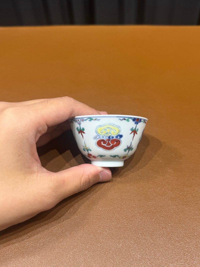 清雍正 斗彩灵芝纹杯 - 图4