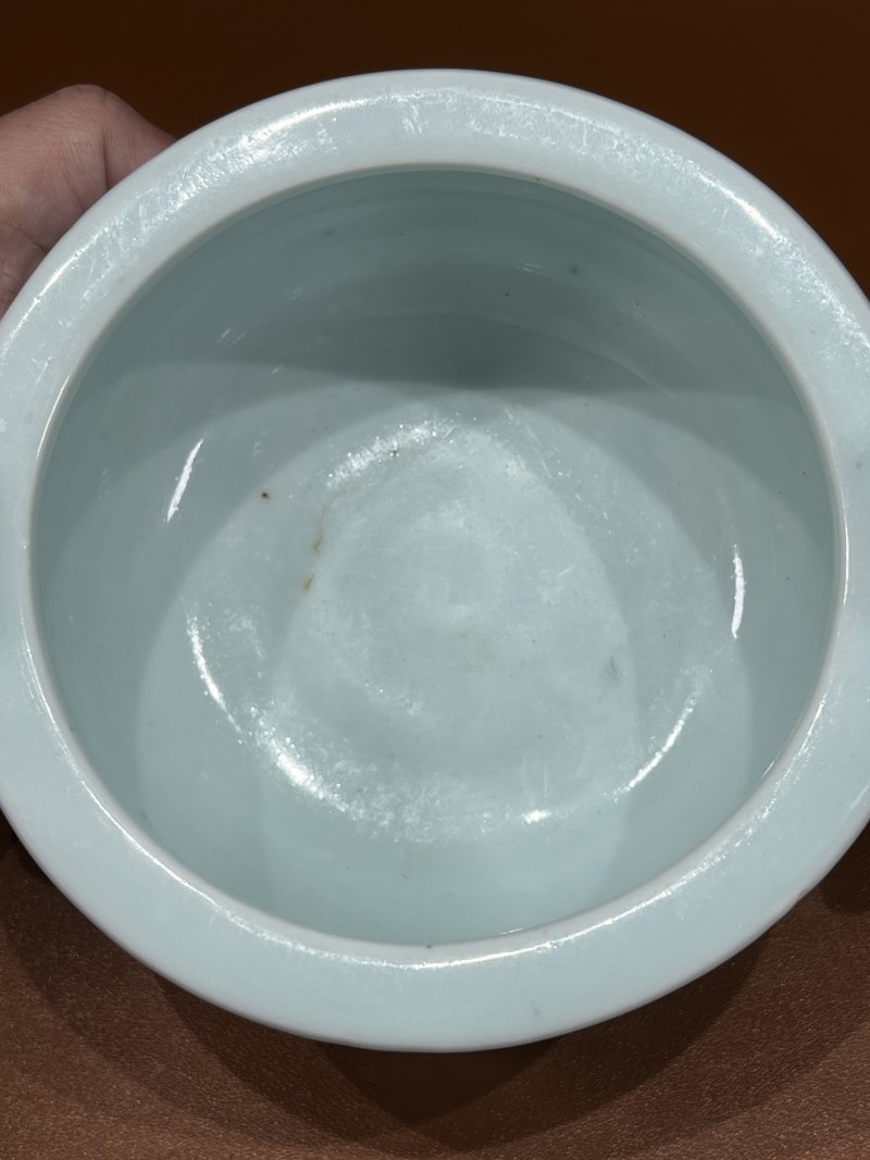 清早期 仿永宣青釉朝冠耳炉 - 图6