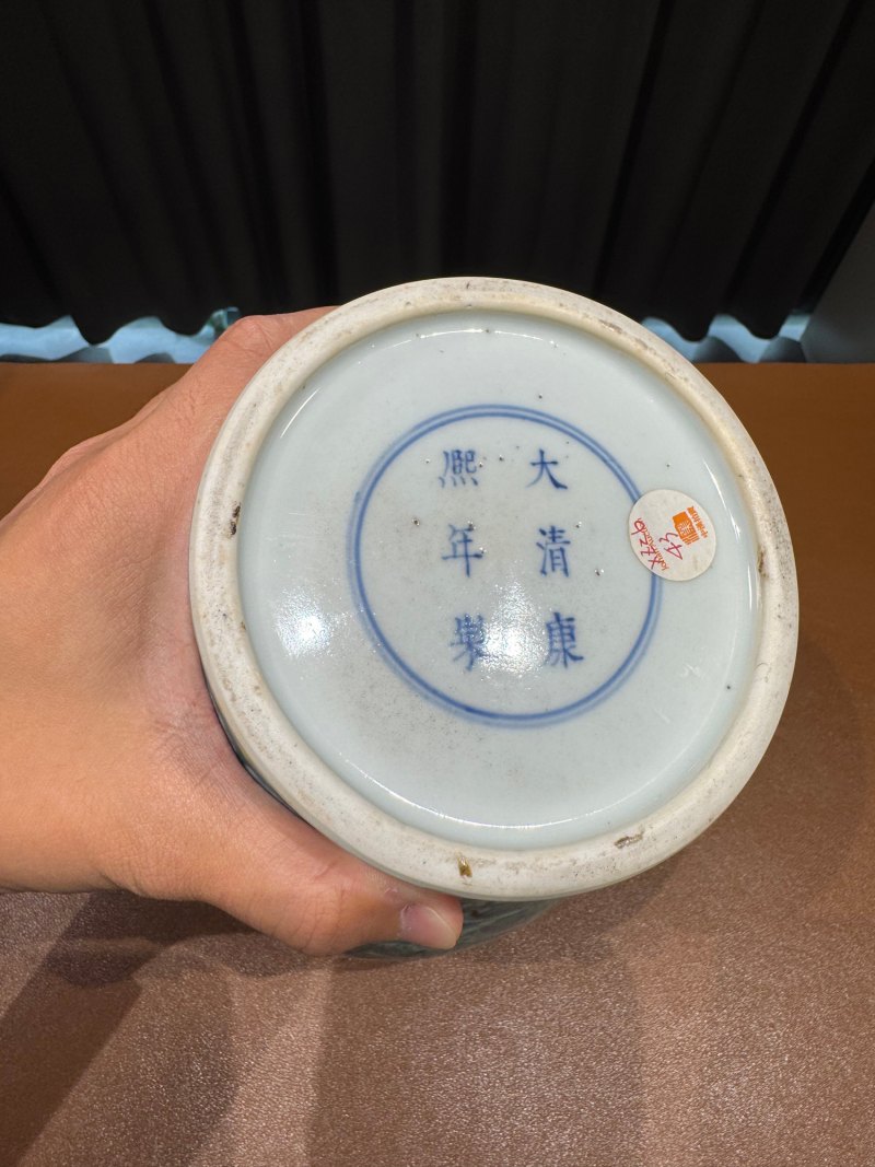 清康熙 斗彩海水瑞兽龙凤纹摩羯鱼耳尊 - 图10