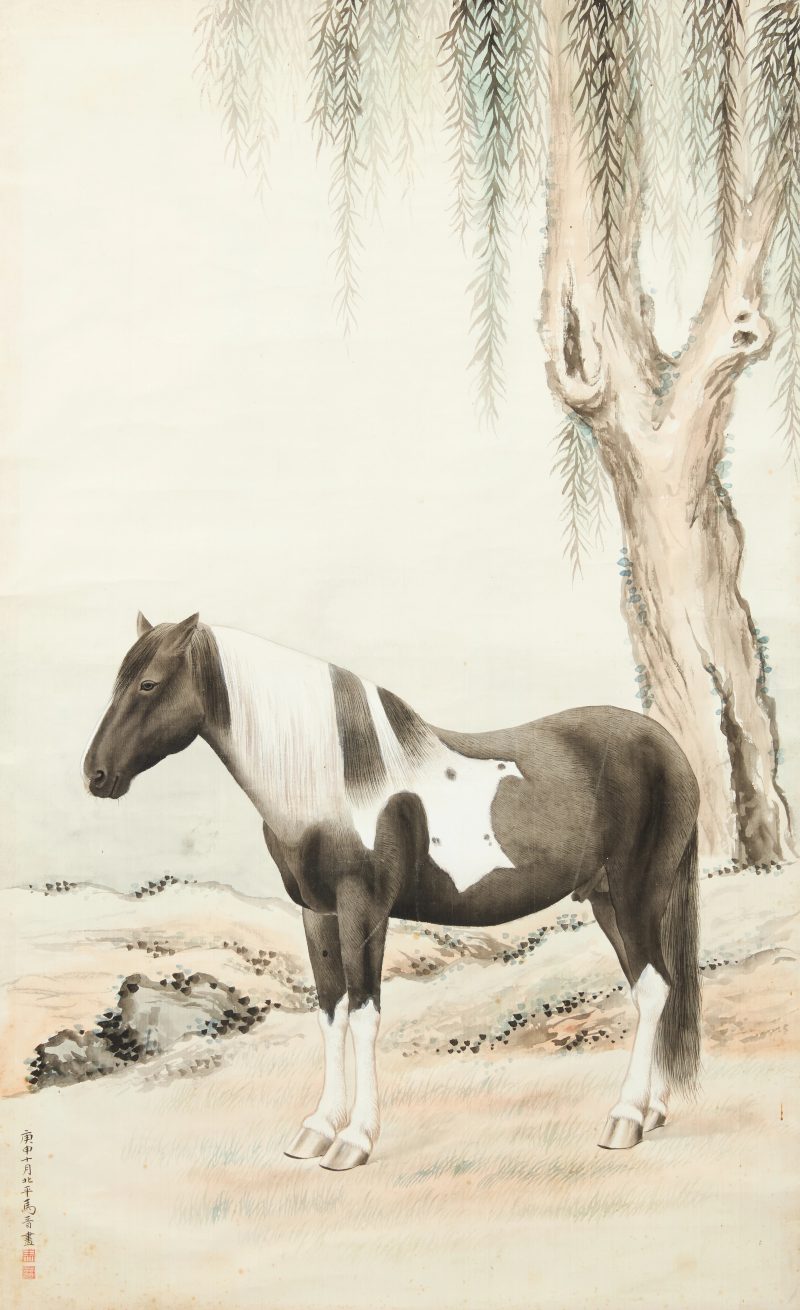 馬晋 駿馬圖 | Ma Jin (1900-1970) — Horse and willow