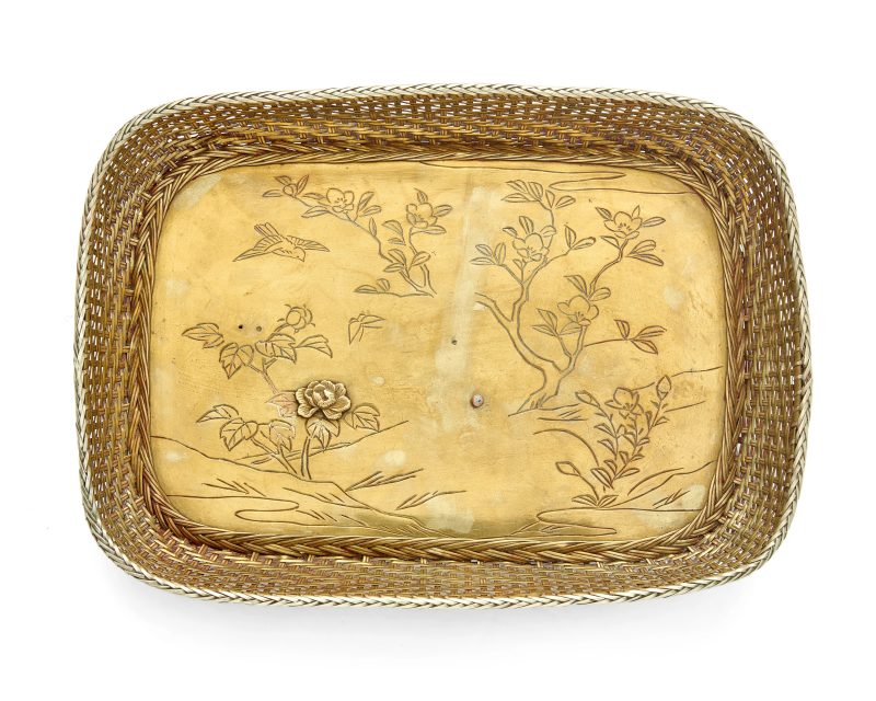 A Japanese brass woven tray by Nishimura