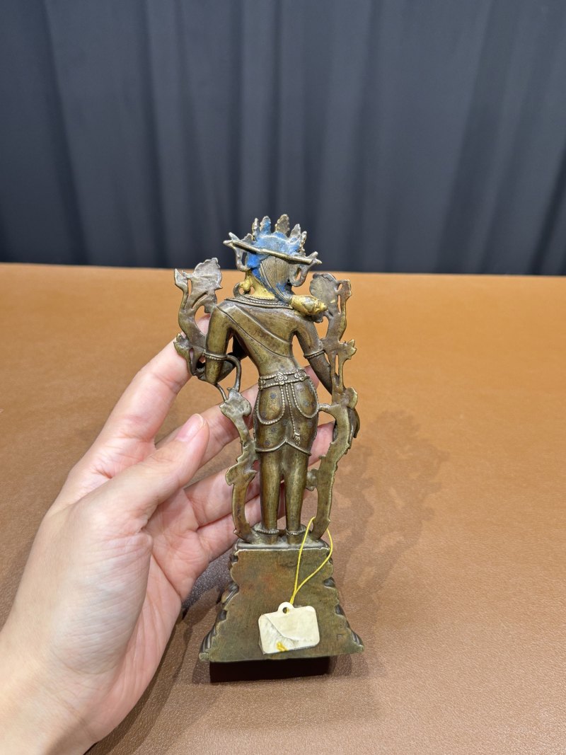 清乾隆 铜泥金仿帕拉裱金银度母站像 - 图5