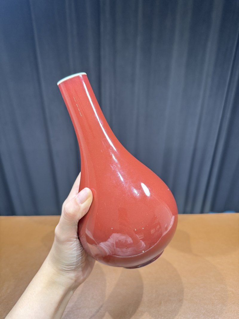 清雍正 宝石红釉小胆瓶 - 图5
