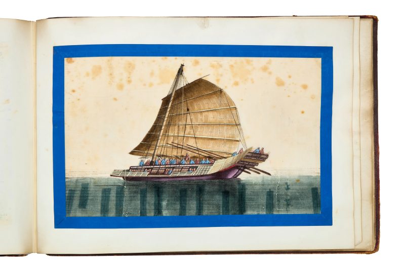 清約1840年 水粉通草船隻圖一組十二幅成冊 | Chinese School, Qing dynasty, circa 1840 - 图3