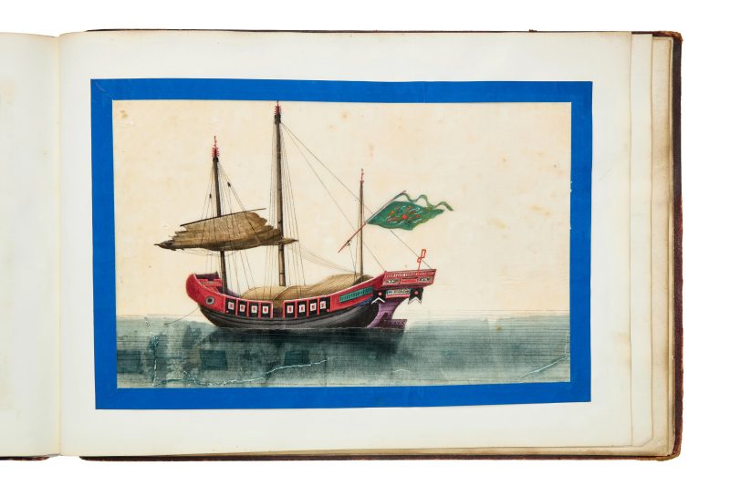清約1840年 水粉通草船隻圖一組十二幅成冊 | Chinese School, Qing dynasty, circa 1840 - 图4