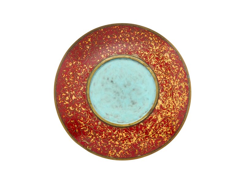 A Japanese cloisonné-enamel 'cranes' plate - 图2