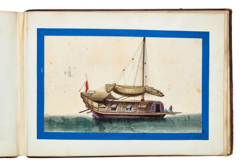 清約1840年 水粉通草船隻圖一組十二幅成冊 | Chinese School, Qing dynasty, circa 1840 - 图5