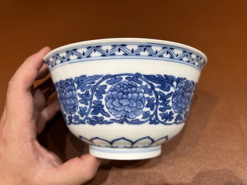 清道光 青花牡丹纹碗 - 图2
