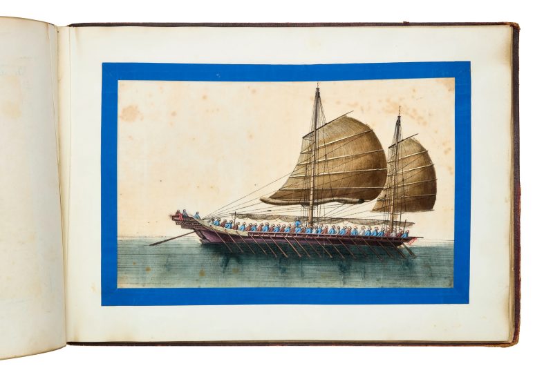 清約1840年 水粉通草船隻圖一組十二幅成冊 | Chinese School, Qing dynasty, circa 1840 - 图6