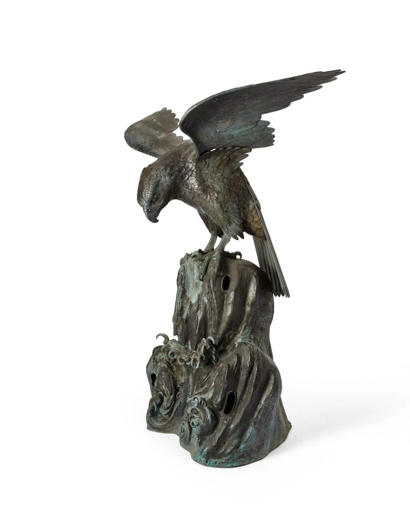 A Japanese monumental 'eagle on rock' statue