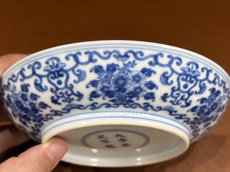 清雍正 青花簇菊捧寿纹盘一对 - 图16