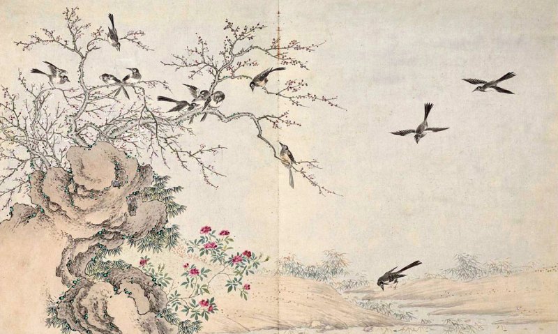 清乾隆 洋彩胭脂红地轧道开光五伦图夔龙耳大瓶 - 图19