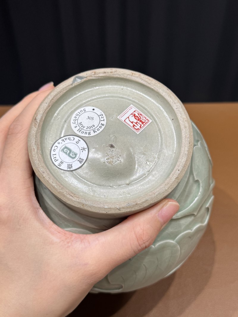 明 耀州窑青釉刻花执壶 - 图9