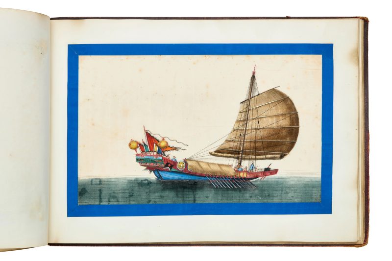 清約1840年 水粉通草船隻圖一組十二幅成冊 | Chinese School, Qing dynasty, circa 1840 - 图10