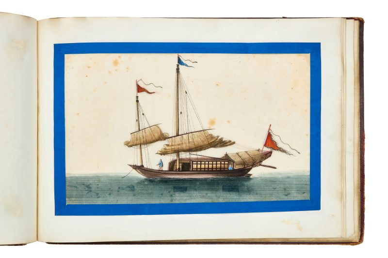 清約1840年 水粉通草船隻圖一組十二幅成冊 | Chinese School, Qing dynasty, circa 1840 - 图11