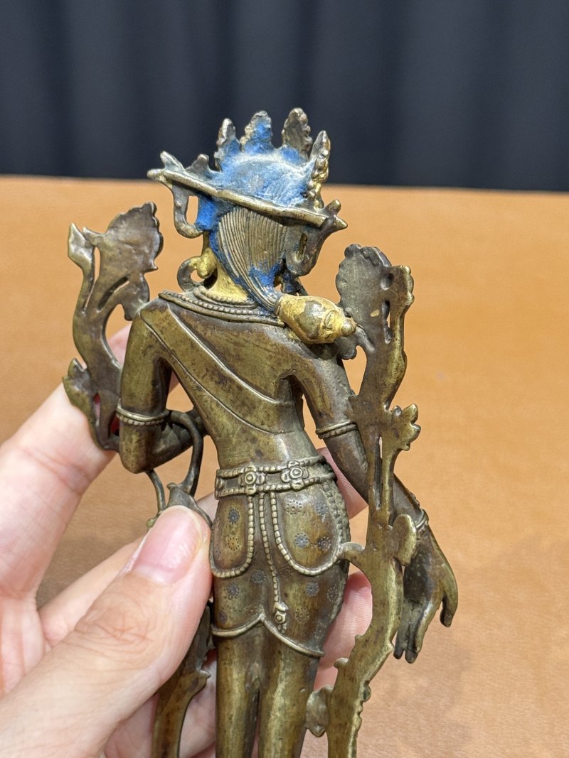 清乾隆 铜泥金仿帕拉裱金银度母站像 - 图6