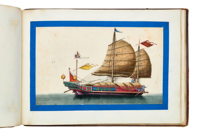 清約1840年 水粉通草船隻圖一組十二幅成冊 | Chinese School, Qing dynasty, circa 1840 - 图12
