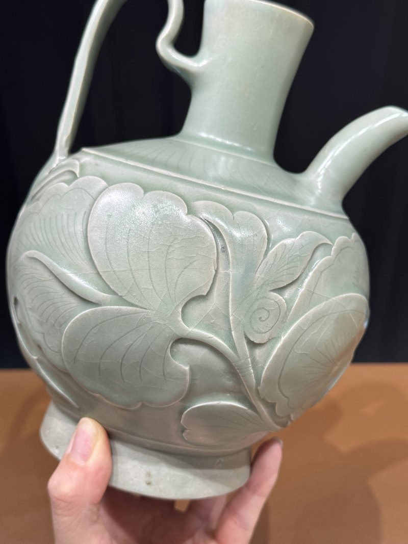 明 耀州窑青釉刻花执壶 - 图11