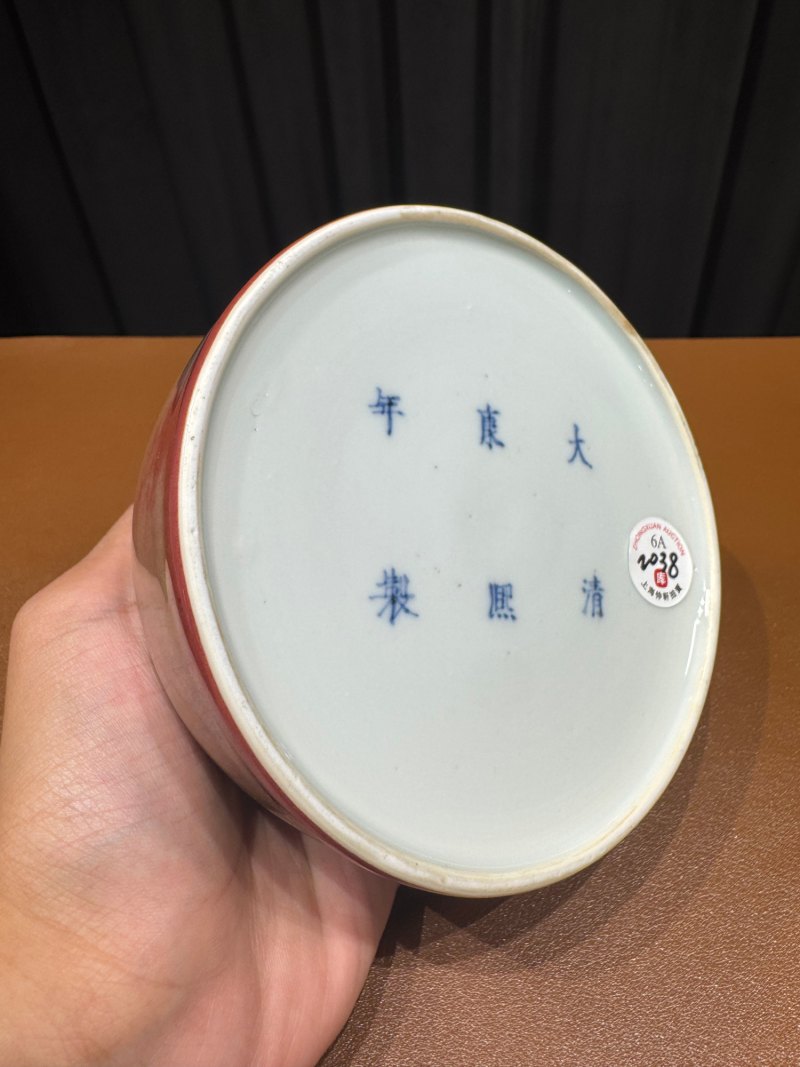 清康熙 豇豆红釉太白尊 - 图8