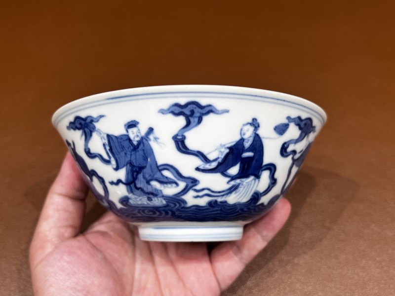 清道光 青花八仙人物碗 - 图4
