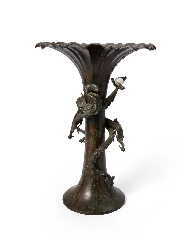A Japanese bronze slender beaker vase