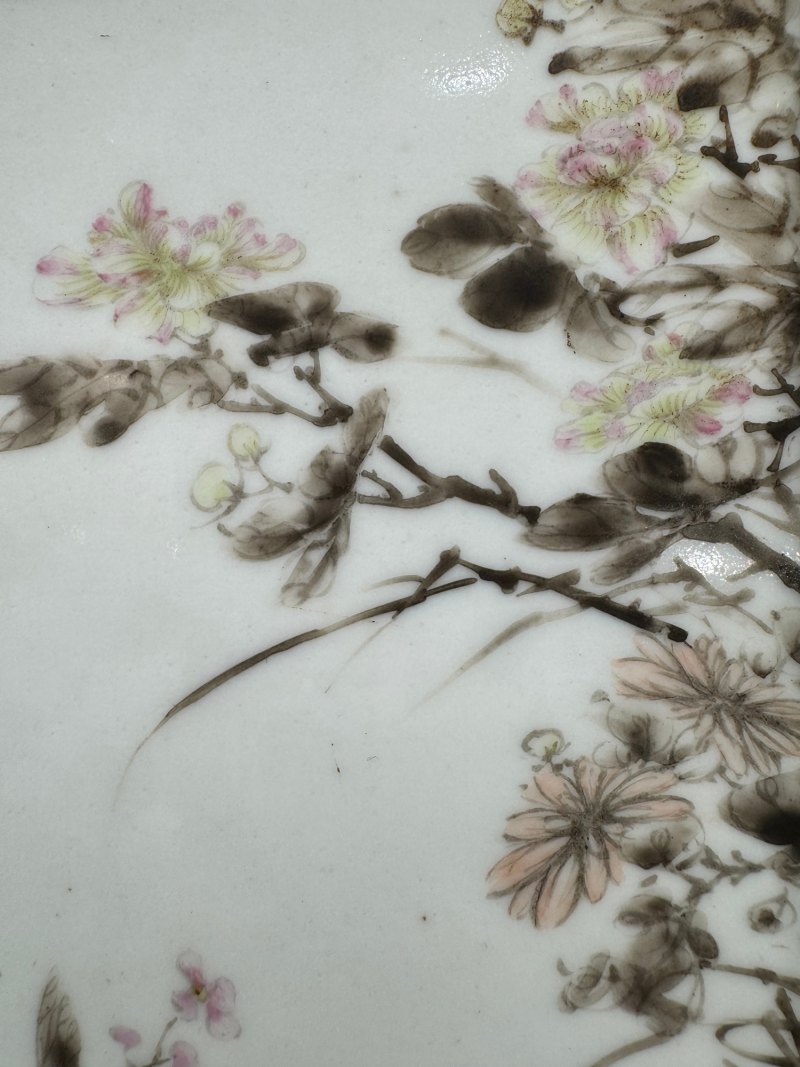 清乾隆 唐英制花卉诗文插屏 - 图8