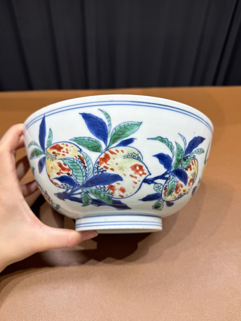 清康熙早期 斗彩三多纹大碗 - 图7