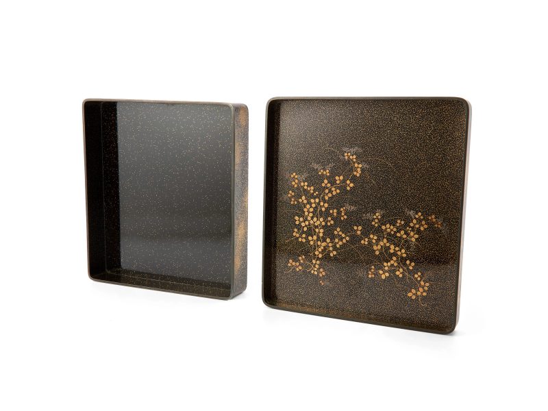 A Japanese lacquer 'poem paper' box and cover, shishiki-bako - 图2