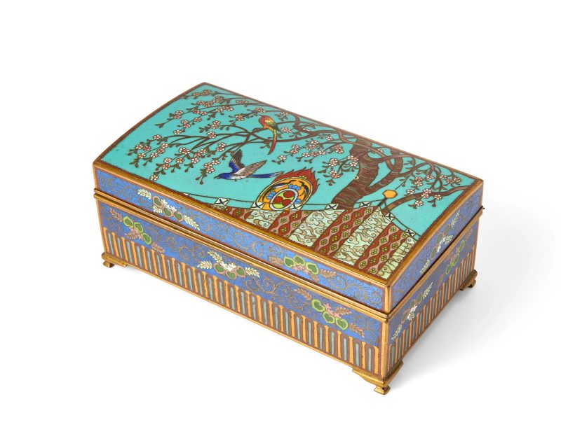 A Japanese cloisonné enamel rectangular box