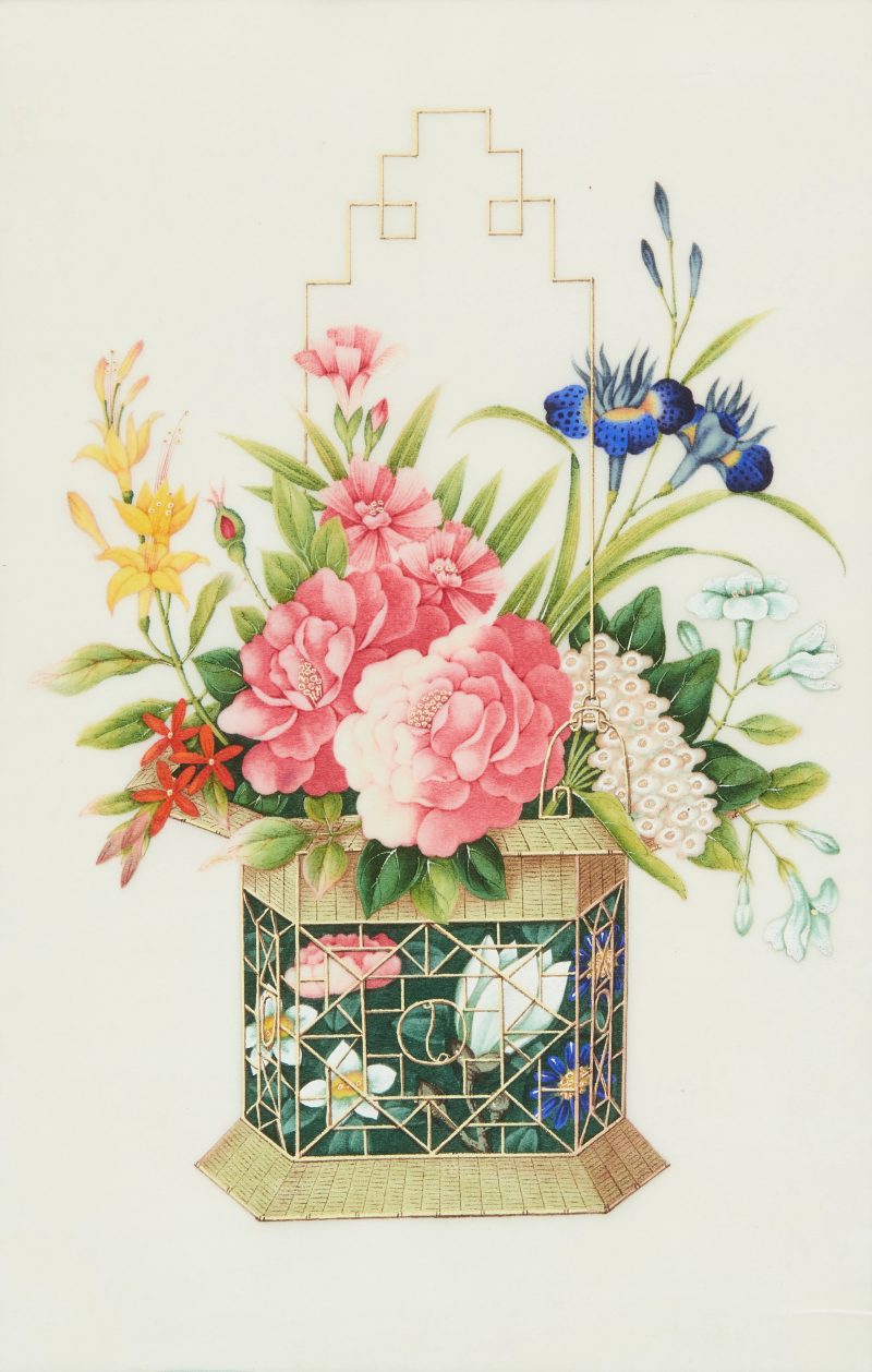 清十九世紀 水粉通草畫花籃圖五幅 | Chinese Guangdong (Canton) school, 19th century - 图2