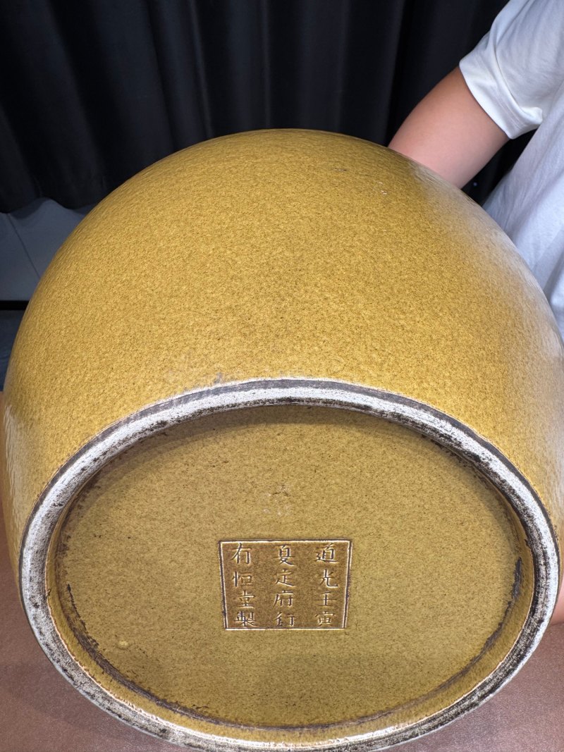 清道光 “行有恒堂制”鳝鱼黄釉嘟噜瓶 - 图8
