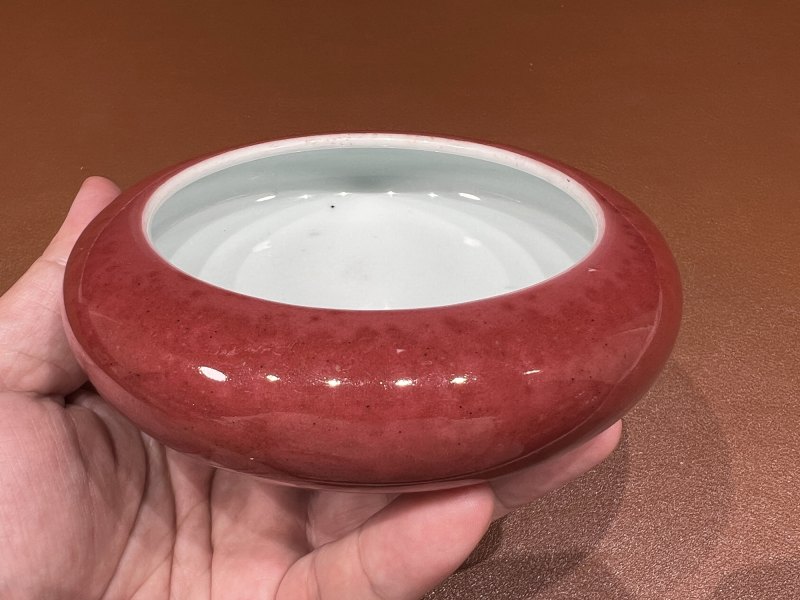 清康熙 豇豆红釉镗锣洗 - 图7