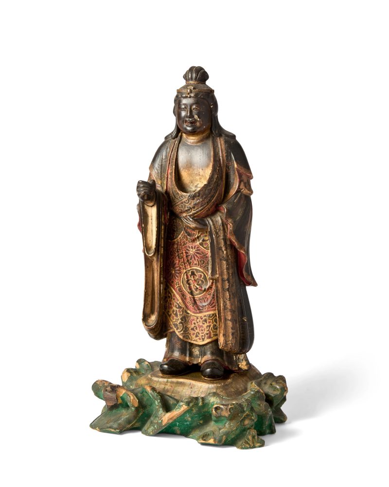 A Japanese polychrome lacquered wood figure of Kishibojin