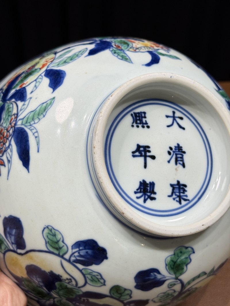 清康熙早期 斗彩三多纹大碗 - 图13