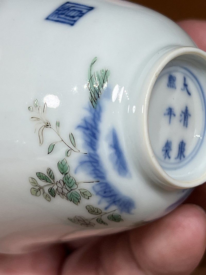 清康熙 五彩五月石榴花神杯 - 图10