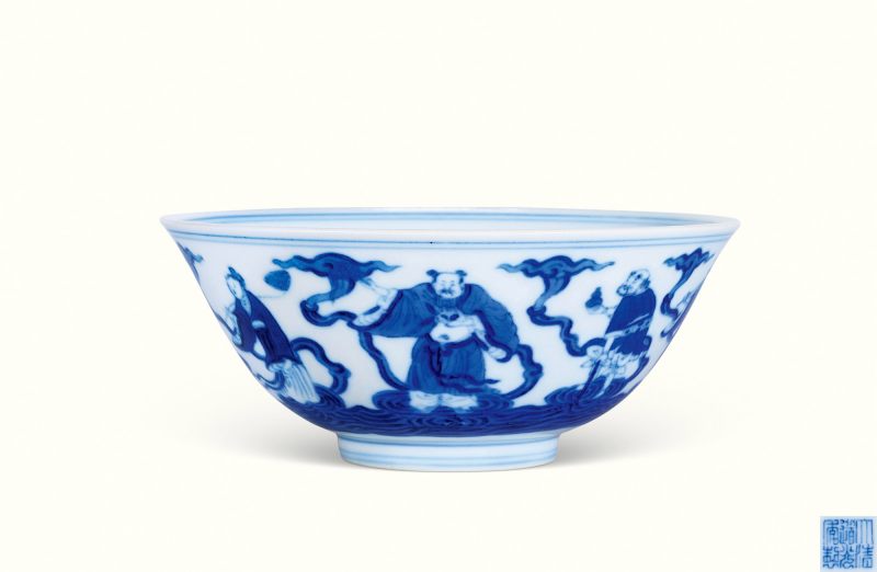 清道光 青花八仙人物碗 - 图1