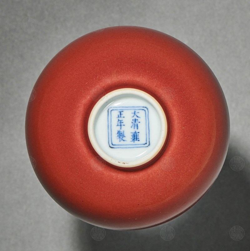 清雍正 霁红釉小杯 - 图2