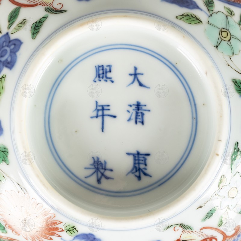 清康熙 青花五彩龙凤纹小碗 - 图5