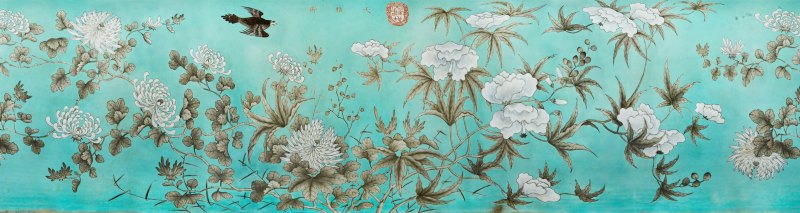 清光绪 翡翠地水墨葵花尺二鱼缸 - 图4