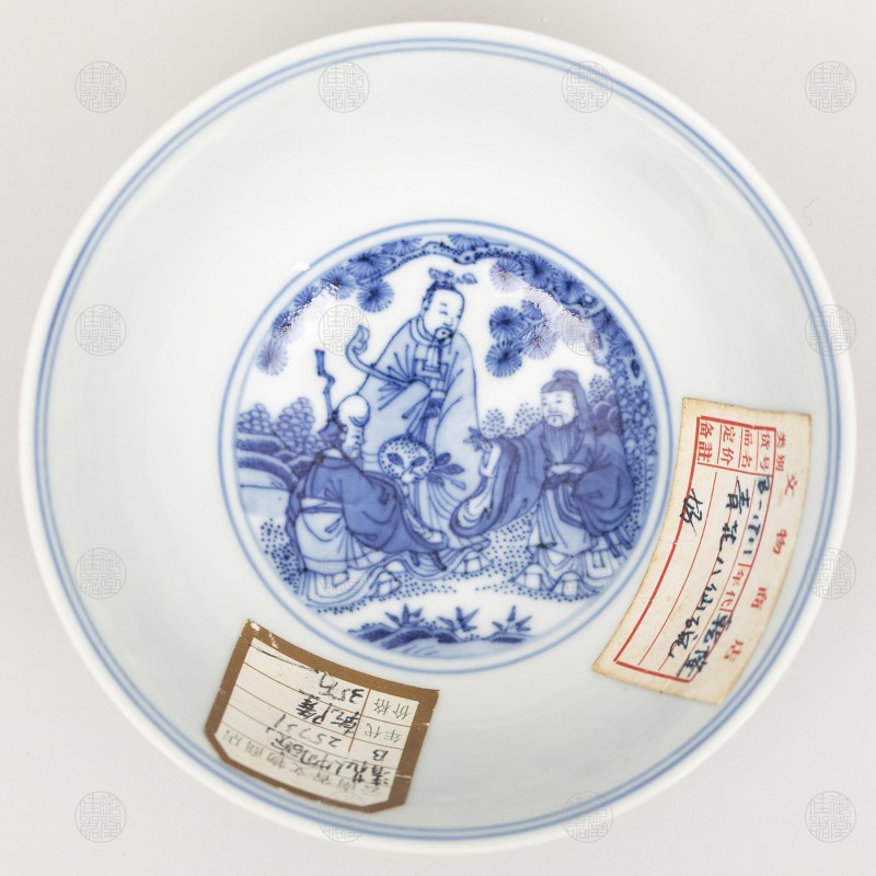 清乾隆 青花八仙茶碗 - 图3