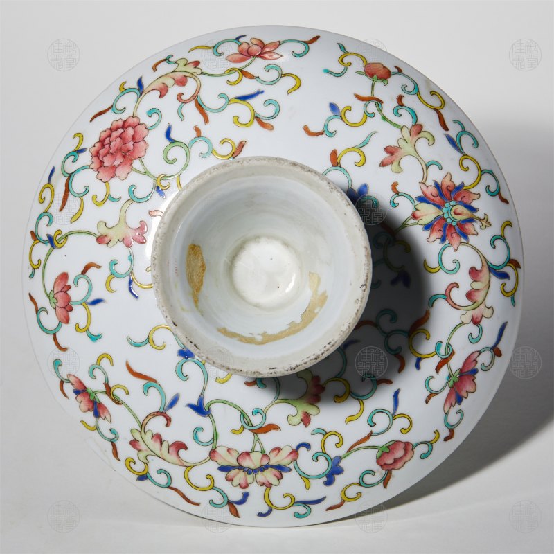 清光绪 粉彩荷塘莲鹭五寸高足碟 - 图3