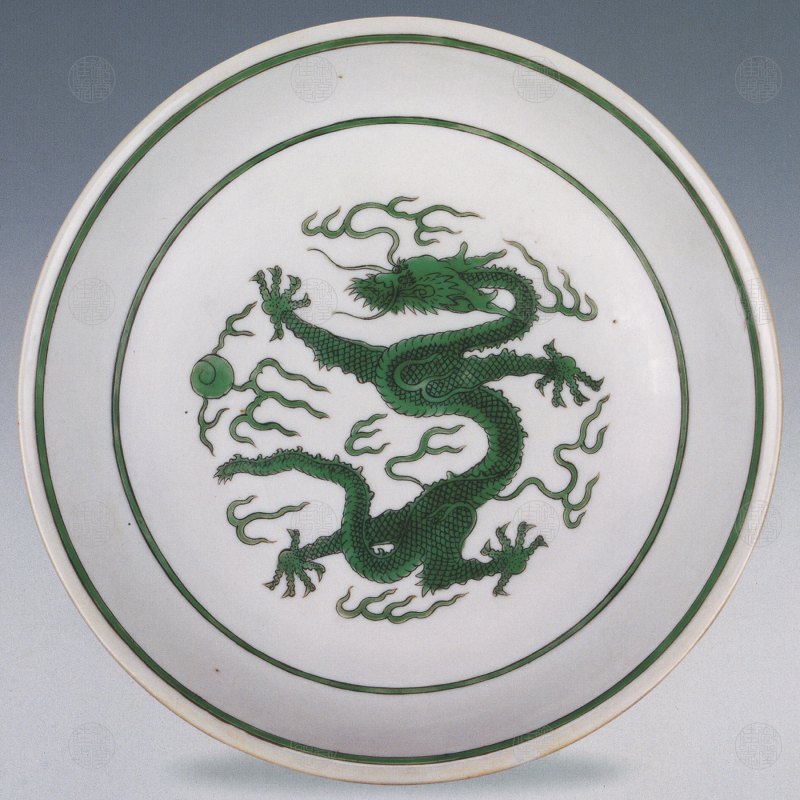 暗刻海水绿龙盘