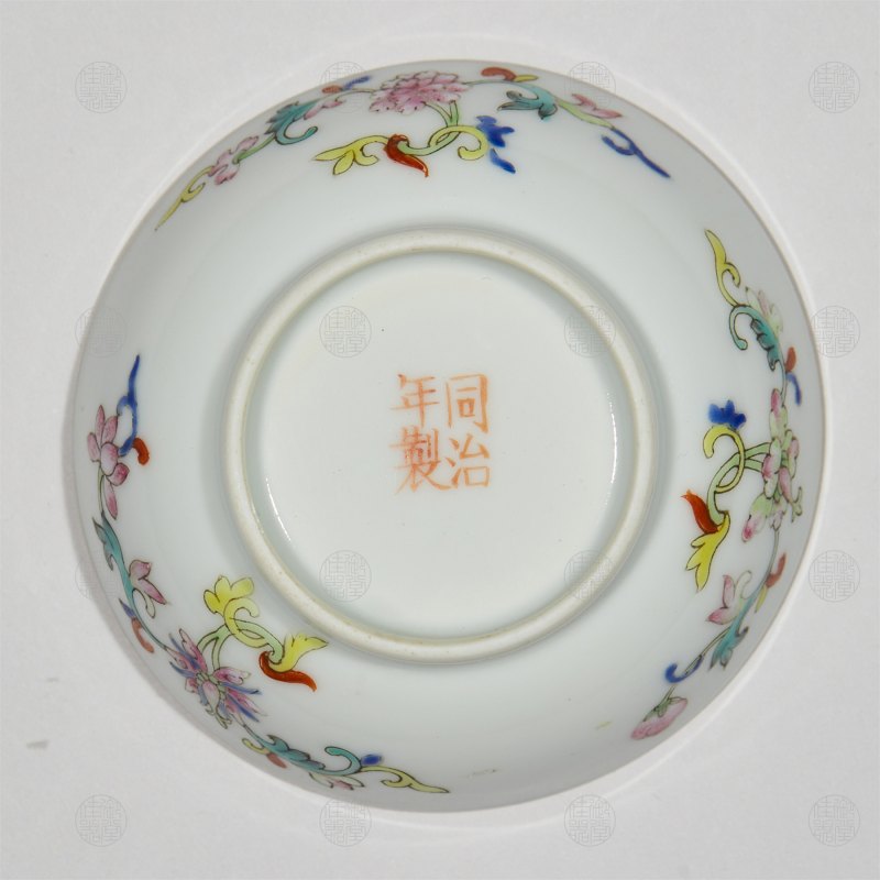 清同治 黄地福寿花二寸五碟 - 图3