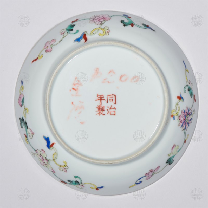 清同治 黄地绿竹子三寸碟 - 图2
